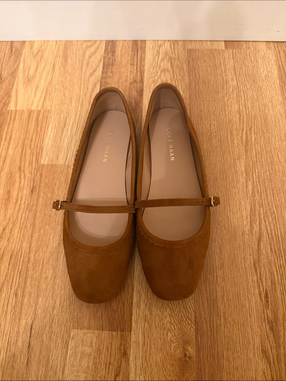 Cole Haan Cognac Suede Mary Jane Flats